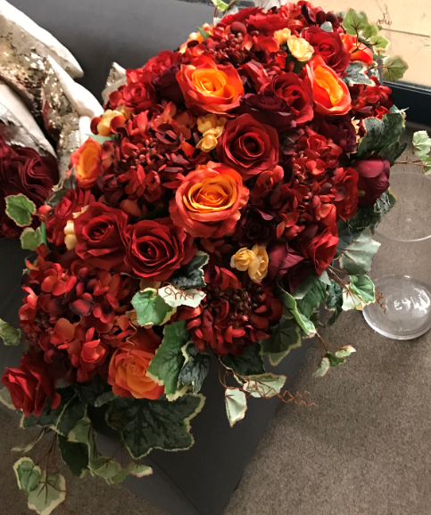 Autumn Red Top Table Centerpiece for wedding